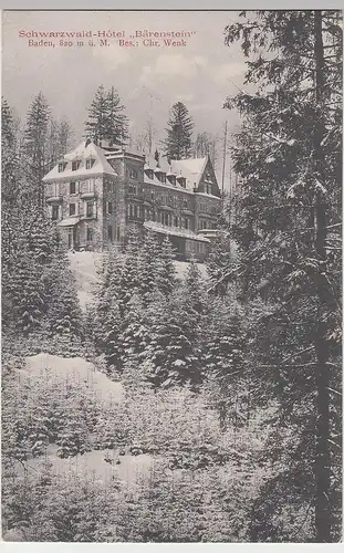 (107025) AK Baden, Schwarzwaldhotel Bärenstein, Wintermotiv 1907