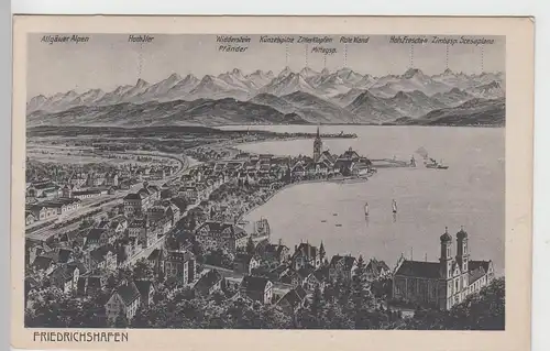 (106382) AK Friedrichshafen, Gesamtansicht mit Bodensee, 1923