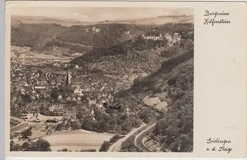 (106297) Foto AK Geislingen a.d. Steige, Ansicht m. Burgruine Helfenstein, 1937