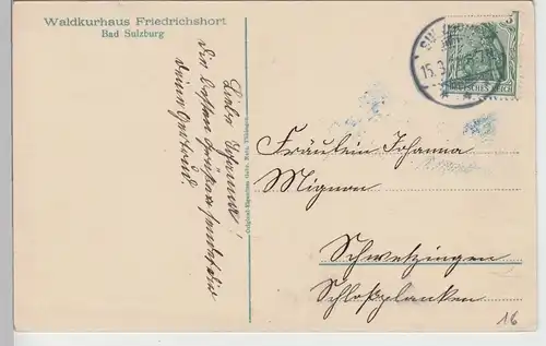 (105832) AK Bad Sulzburg, Waldkurhaus Friedrichshort, 1911