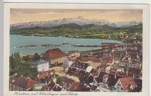 (105596) AK Konstanz, Ansicht mit Kreuzlingen und Säntis, vor 1945