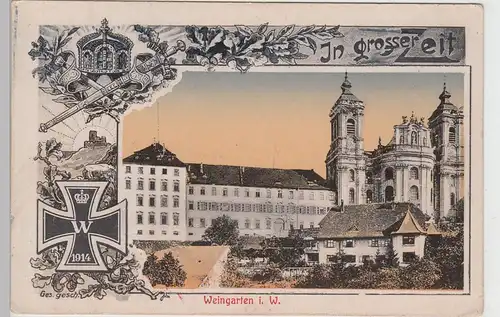 (104652) AK Weingarten i.W., Kloster, patriotische Karte 1914