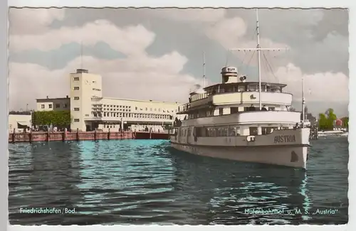 (104391) AK Friedrichshafen, Hafenbahnhof u. M.S. "Austria", nach 1945