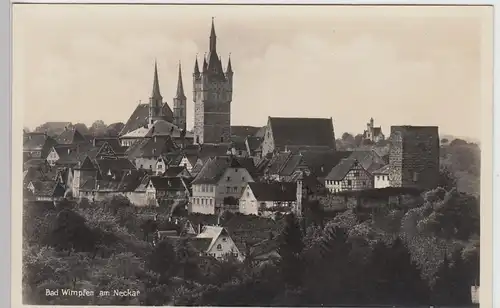 (101431) Foto AK Bad Wimpfen, Stadtansicht, Stadtkirche, Blauer Turm, vor 1945