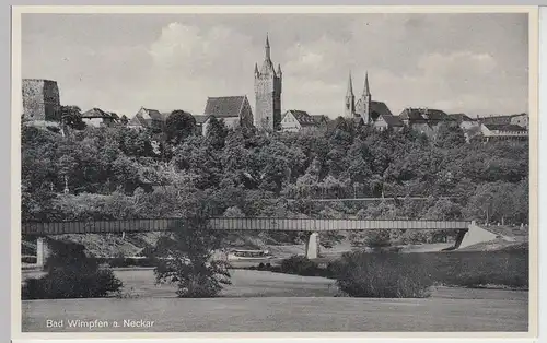 (101429) AK Bad Wimpfen, Stadtansicht, Stadtkirche, Blauer Turm, vor 1945