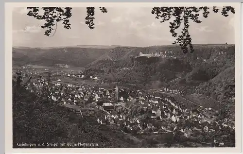 (100903) Foto AK Geislingen an der Steige, Panorama, Burg Helfenstein, um 1940