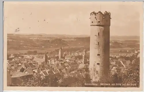 (100810) Foto AK Ravensburg, Mehlsack mit Blick auf die Stadt, 1938