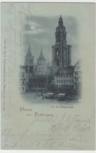 (100496) AK Gruß aus Heilbronn, St. Kilianskirche, Mondscheinkarte 1897