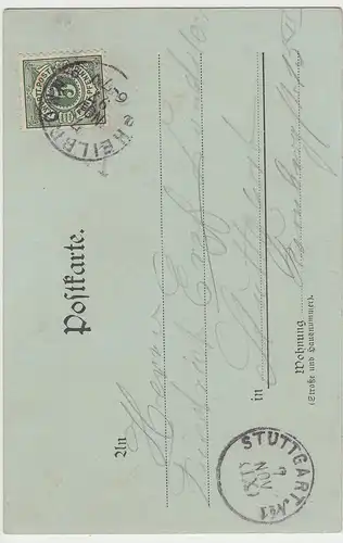 (100496) AK Gruß aus Heilbronn, St. Kilianskirche, Mondscheinkarte 1897