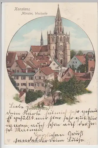 (100478) AK Konstanz, Bodensee, Münster, Westseite 1901