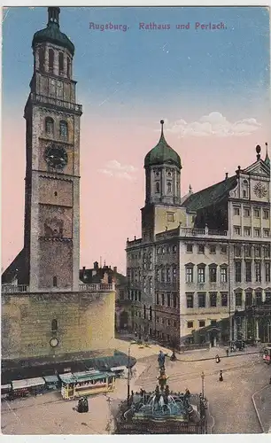 (95982) AK Augsburg, Rathaus und Perlach, 1922
