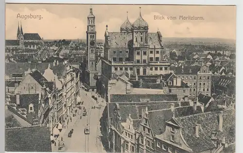 (95650) AK Augsburg, Blick vom Moritzturm, 1907