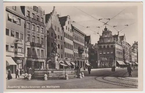 (84935) Foto AK Augsburg, Merkurbrunnen am Moritzplatz 1929