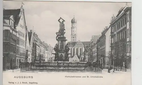 (74554) AK Augsburg, Herkulesbrunnen und St. Ulrichskirche, bis 1905