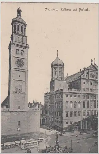 (115624) AK Augsburg, Rathaus und Perlach 1910er