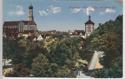 (103253) AK Augsburg, Ulrichskirche und Rotes Tor, Feldpost 1915