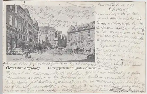 (103249) AK Augsburg, Ludwigsplatz mit Augustusbrunnen, 1903