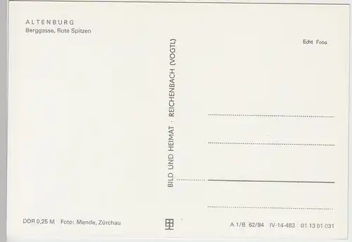 (91793) Foto AK Altenburg, Thür., Berggasse, Rote Spitzen 1984