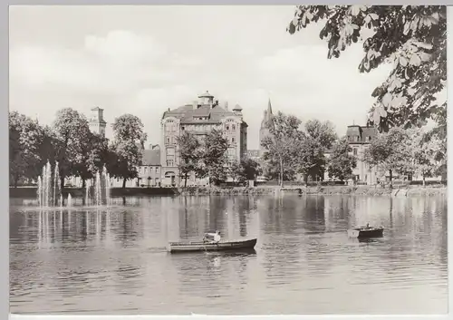 (91780) Foto AK Altenburg, Thür., Großer Teich, Ruderboote, Kunstturm 1981