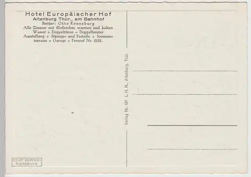 (85659) AK Altenburg, Thür., Schloss, Junkerei, Flasche, vor 1945