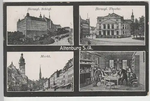 (79212) AK Altenburg, Thür., Markt, Theater, Skatspieler, Schloss 1918