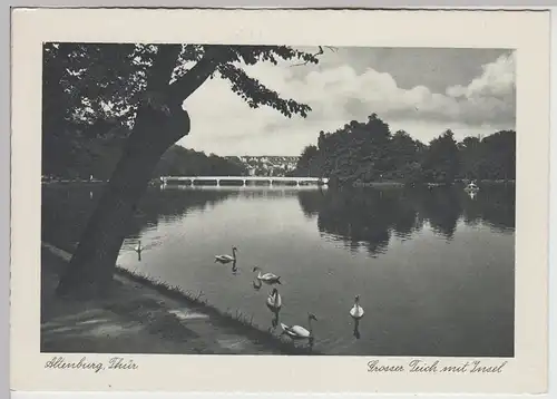 (115975) AK Altenburg i.Th., Großer Teich mit Insel 1930/40er