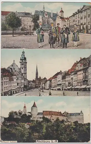 (103729) AK Altenburg, Thüringen, Schloss, Markt, Trachten, Mehrbildkarte, bis 1