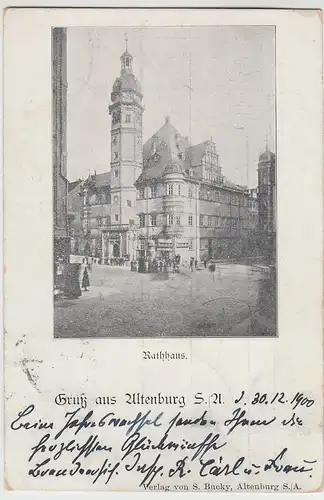 (103727) AK Gruß aus Altenburg, Sachsen-Altenburg, Rathaus 1900