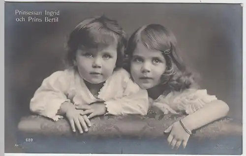 (51431) AK Prinzessin Ingrid u. Prinz Bertil von Schweden als Kinder, um 1916