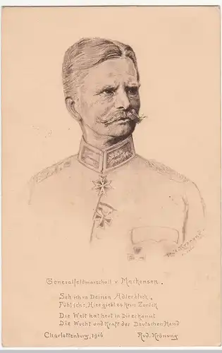 (114350) Künstler AK Rud. Krönung, Generalfeldmarschall von Mackensen 1916