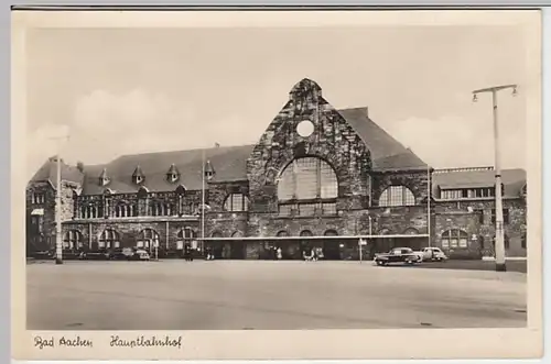 (31066) Foto AK Bad Aachen, Hauptbahnhof, 1952