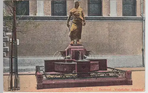 (91338) AK Aachen, Denkmal Wehrhafter Schmied 1914
