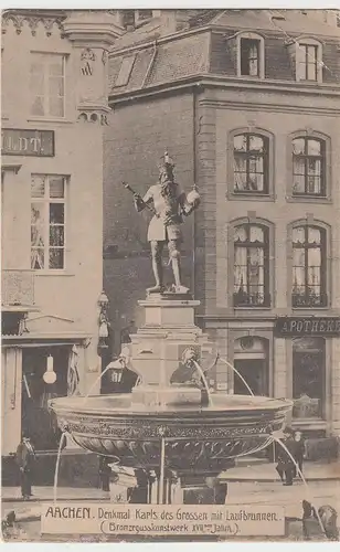 (96164) AK Aachen, Denkmal Karl der Große, Brunnen, vor 1945