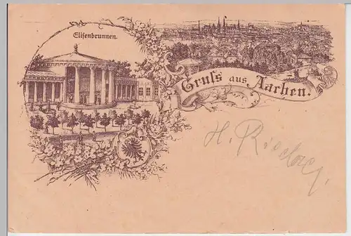 (101549) AK Gruss aus Aachen, Elisenbrunnen, Feldpostkarte v. Roten Kreuz 1914-1