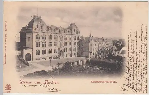 (106391) AK Gruss aus Aachen, Kunstgewerbeschule, 1899