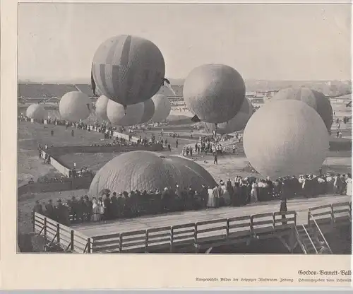 (D563) Panoramabild Druck Gordon-Bennett Ballonfahrt Berlin um 1910