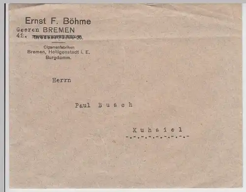 (B2451) Firmen-Briefumschlag Ernst F. Böhme, Bremen vor 1945