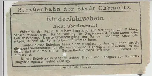 (D1239) Chemnitz, Kinderfahrschein für die Straßenbahn