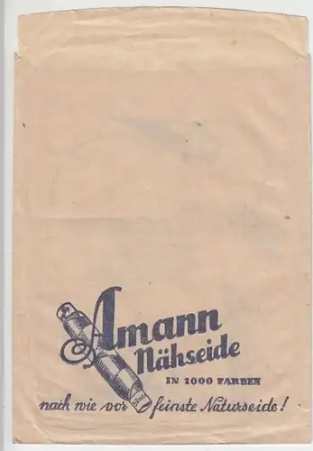 (D68) Papiertüte ca. A6 mit Werbung Amann Nähseide
