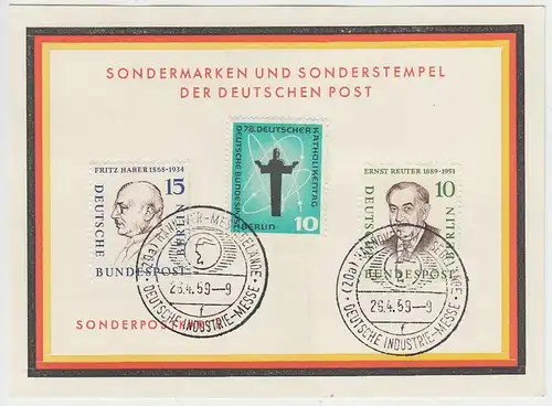(D101) Sonderpostkarte BUND, SST Hannover 1959, Mi 179, Mi 165, Mi 166