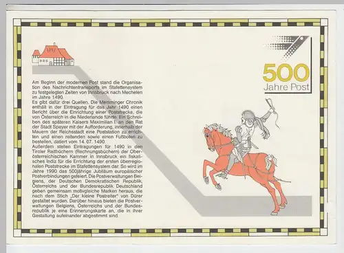 (D108) Ersttagsblatt ETB "500 Jahre Post" 1990 mit Mi 3299