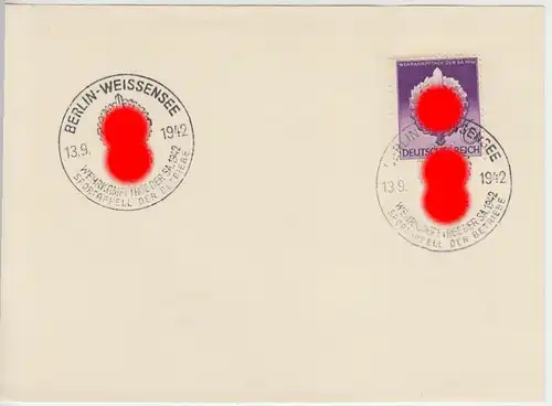 (D113) Sonderstempel Berlin-Weissensee 1942 mit Mi 818