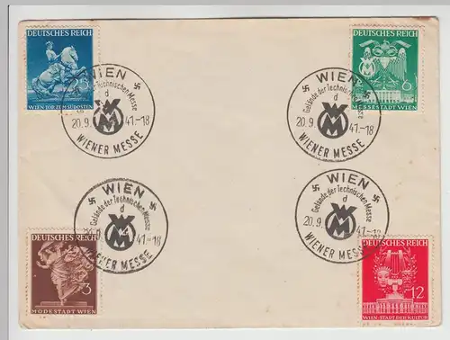 (D117) Sonderstempel Wiener Messe 1941, Satzbrief mit Mi 768 - 771