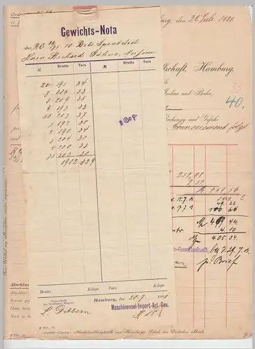 (D141) Rechnung Fa. Maschinenoel-Import A.G., Hamburg 1907