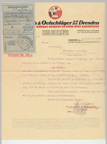 (D190) Rechnung Fa. Backstroh & Oelschläger G.m.b.H., Dresden 1928