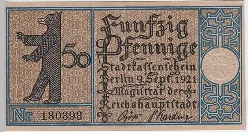 (D223) Notgeld der Stadt Berlin 1921, 50 Pf., Bezirk 1 Mitte