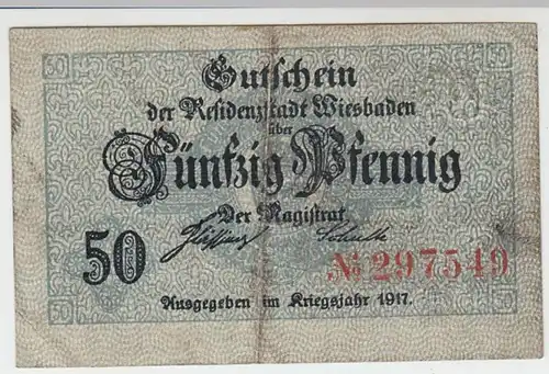 (D225) Notgeld der Stadt Wiesbaden, 50 Pf., Kriegsjahr 1917