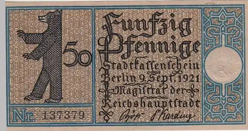 (D232) Notgeld der Stadt Berlin 1921, 50 Pf., Bezirk 10 Zehlendorf