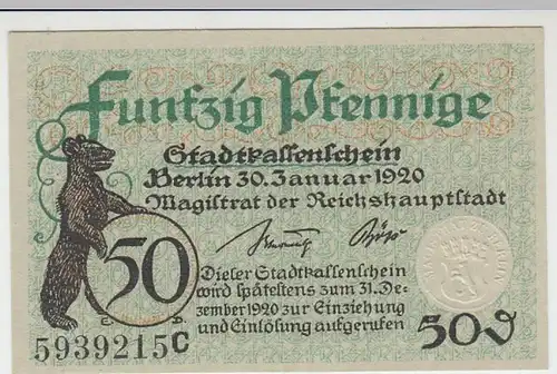 (D242) Notgeld der Stadt Berlin, 50 Pf., 1920