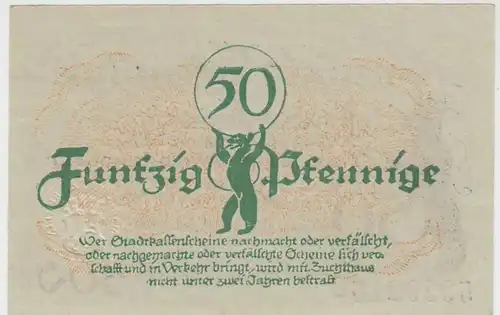 (D242) Notgeld der Stadt Berlin, 50 Pf., 1920